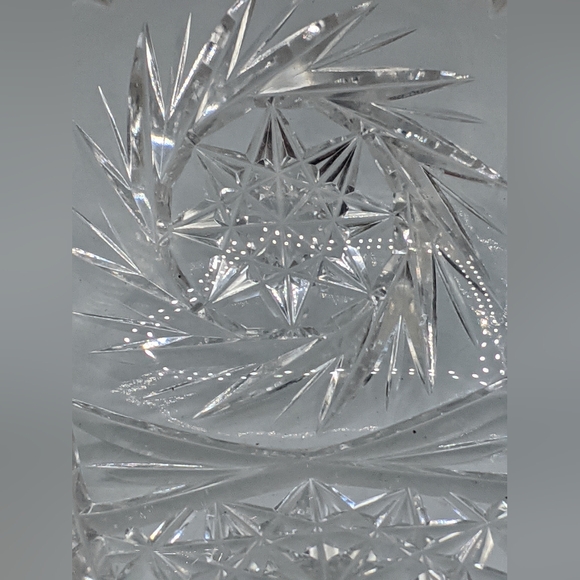 VINTAGE AMERICAN BRILLIANT ABP SAW TOOTH CRYSTAL GLASS BOWL 7 3/4 INCH ROUND - Picture 8 of 11